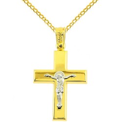 Χρυσός βαπτιστικός σταυρός Κ14 με αλυσίδα